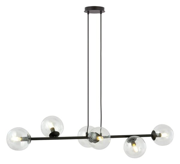 Lustră pe cablu ROSSI 6xE14/10W/230V negru/transparent