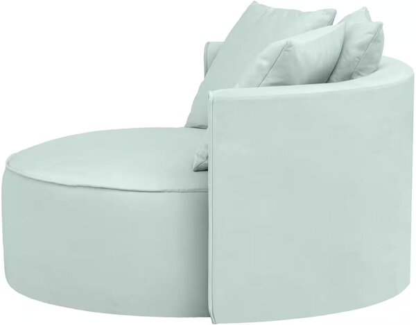 Fotoliu rotund, diametru de 153 cm, culoare turcoaz, material catifea