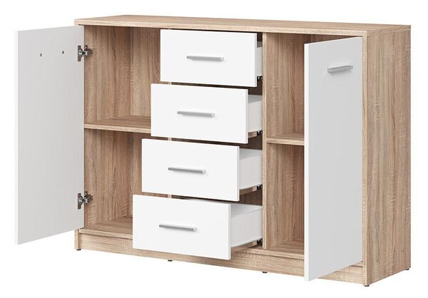 Comodă Nepo Plus 6 (stejar sonoma + alb) . Promo -10%. 1098302