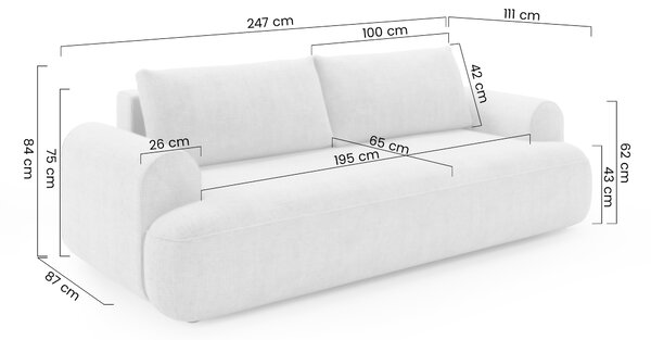 Canapea extensibilă pentru dormit Lotulis - chenille bej deschis Vibe 06