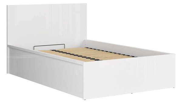 Pat de o persoană 120 cm Tetrix 6 (alb lucios) (cu somieră) (cu sp. depozitare). Promo -10%. 1098485