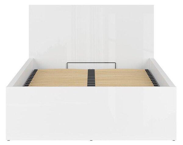Pat de o persoană 120 cm Tetrix 6 (alb lucios) (cu somieră) (cu sp. depozitare). Promo -10%. 1098485