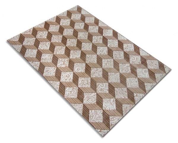 Covor Sufragerie Dormitor, Model Cardinal 25505-110, Dreptunghiular, Bej, Efect 3D Dreptunghi, 160 x 230