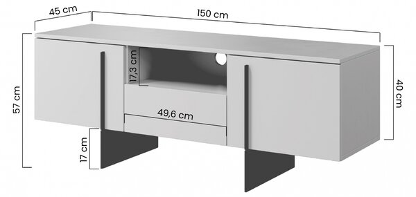 Dulap Larena 150 cm cu ușă - cașmir / picioare negre