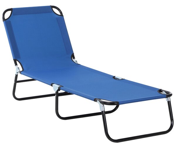 Outsunny Sezlong Pliabil de Gradina cu Spatar Ajustabil 5 Pozitii din Otel si Tesatura Oxford 188x56x28 cm Albastru | Aosom Romania