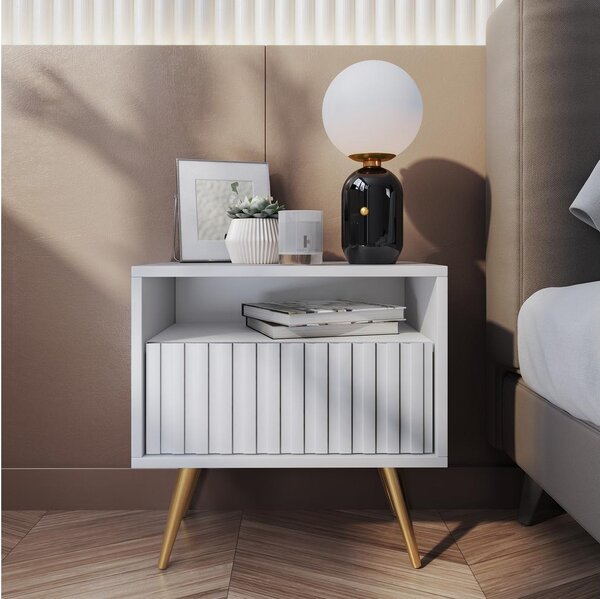 Noptieră Biel B3 (alb + auriu). Promo -15%. 1098855