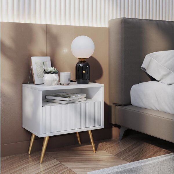 Noptieră Biel B3 (alb + auriu). Promo -15%. 1098855