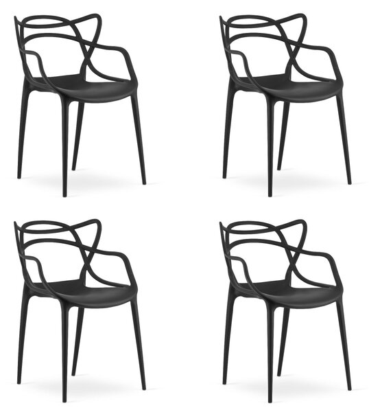 Set 4 scaune din plastic KATO, negru