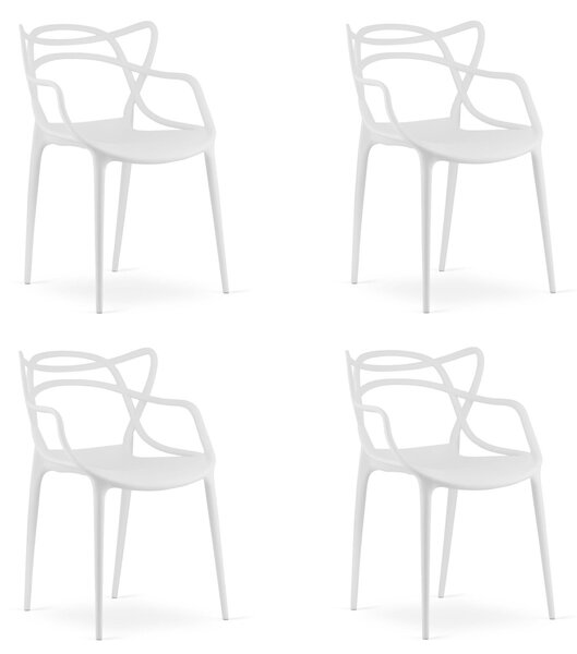 Set 4 scaune din plastic KATO, alb