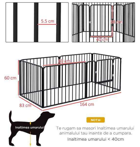 PawHut Tarc de Joaca Rezistent pentru Caini din 6 Panouri pentru Animale de Companie | Aosom Romania