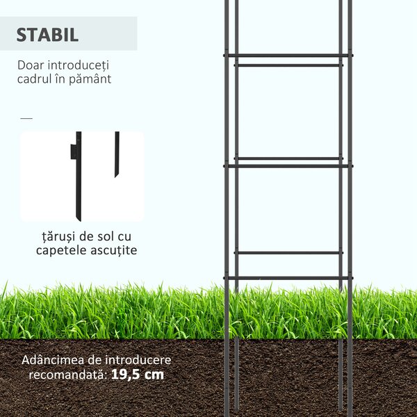 Outsunny Arc de Grădină pentru Trandafiri și Plante Cățărătoare, Structură Metalică Rezistentă, 140x40x240 cm, Negru | Aosom Romania