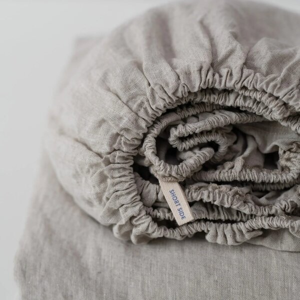 Cearceaf în culoare naturală din in cu elastic 140x200 cm Natural – Linen Tales