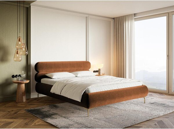 Pat matrimonial 140 cm Rirri 140B (cu somieră) (miere + auriu). Promo -16%. 1099910