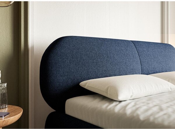 Pat matrimonial 160 cm Octave 160B (cu somieră) (albastru marin + auriu). Promo -15%. 1099994