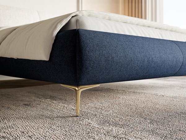 Pat matrimonial 160 cm Octave 160B (cu somieră) (albastru marin + auriu). Promo -15%. 1099994