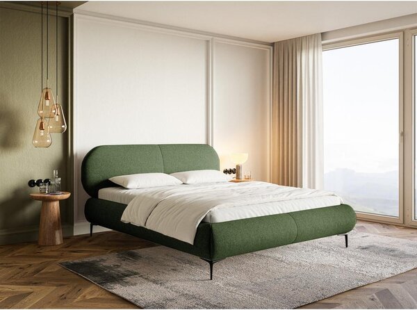 Pat matrimonial 160 cm Octave 160B (cu somieră) (măslin + negru). Promo -22%. 1100037