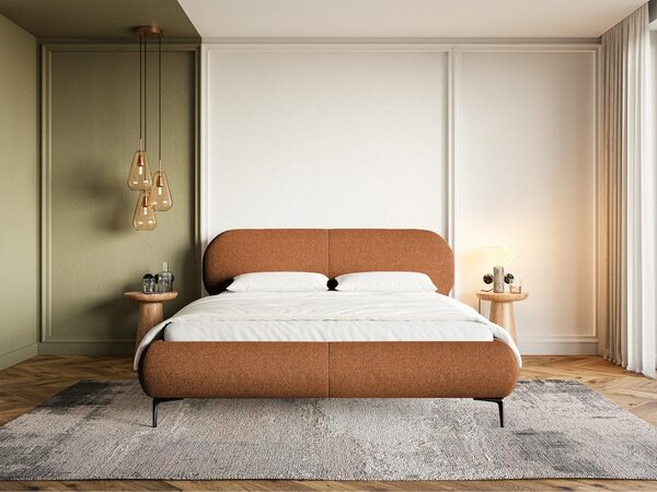 Pat matrimonial 160 cm Octave 160B (cu somieră) (miere + negru). Promo -14%. 1099999
