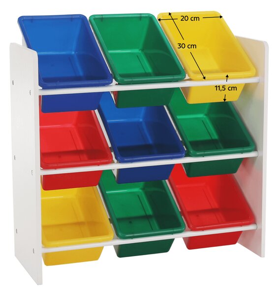KONDELA Organizator de jucării, multicolor / alb, KIDO TYPE 2