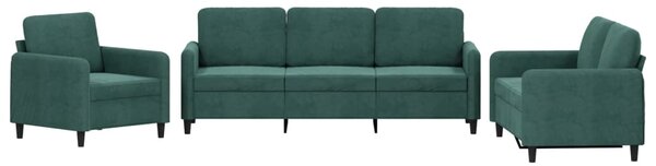Set de canapele, 3 piese, verde închis, catifea