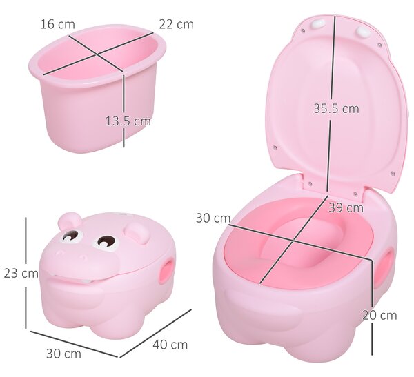 HOMCOM Olita pentru Copii de la 6 Luni Antialunecare Hipopotam Roz 40 x 30 x 23cm | Aosom Romania