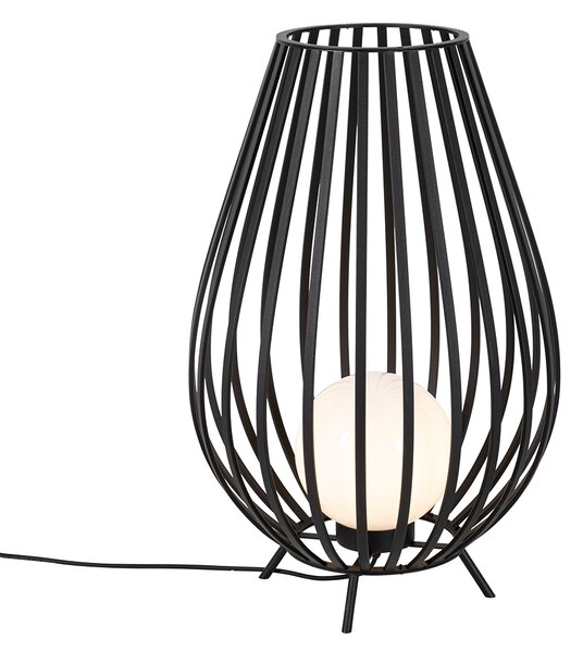 Lampă de podea design neagră cu opal 70 cm - Angela