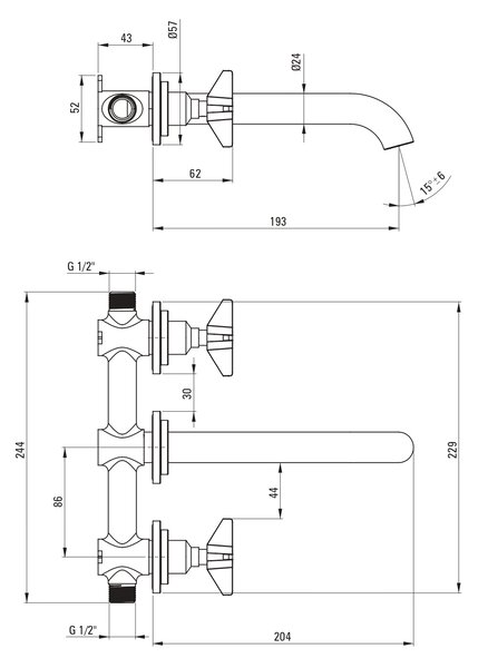 Deante Temisto baterie lavoar ascuns alamă/bronz antic BQT_M54D
