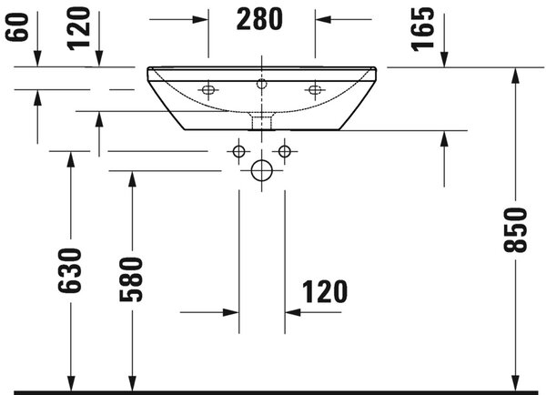 Duravit D-Neo lavoar 60x44 cm dreptunghiular clasică alb luciu 2366600000