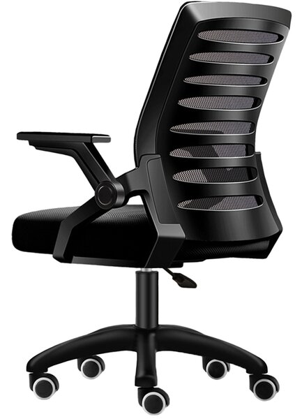 Scaun de birou, Quasar & Co.®, ergonomic, manere rabatabile, inaltime reglabila, suport lombar, mesh, 49 x 50 x 89-97 cm, negru