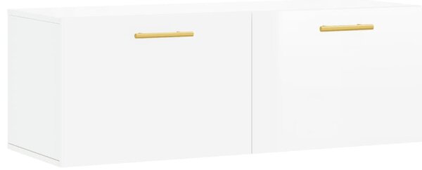Dulap de perete, alb extralucios, 100x36,5x35 cm lemn prelucrat