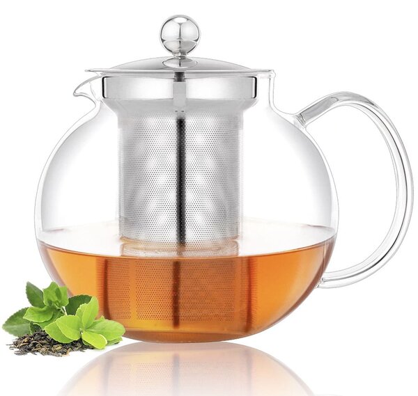 Ceainic cu infuzor, Quasar & Co.®, recipient pentru ceai/cafea, 1.4 l, transparent