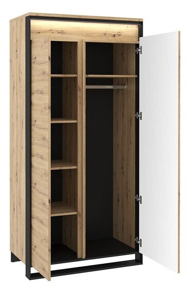 Dulap Luliru 126Stejar artizan, Negru, 20x10x5cm, Uși dulapUși dulap: Cu balamale