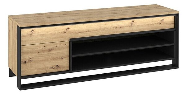 Comodă TV Luliru 128Stejar artizan, Negru, 16x6x4cm