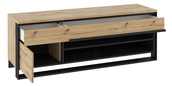 Comodă TV Luliru 128Stejar artizan, Negru, 16x6x4cm