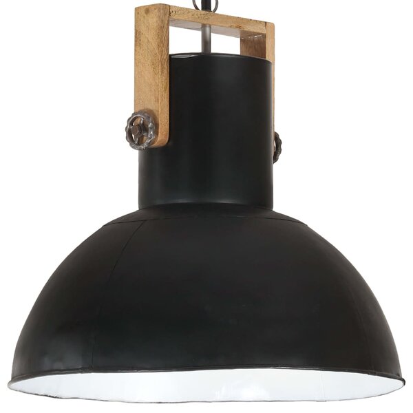 Lampă suspendată industrială, 25 W negru 52 cm mango E27 rotund