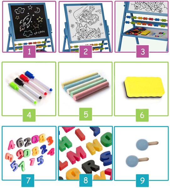 Tablă pentru copii cu două fețe 2in1 - magnetică și cu cretă