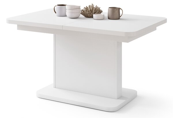 Mazzoni ASTON MINI-Z Alb Mat - MĂSUȚĂ DE CAFEA MODERNĂ EXTENSIBILĂ REGLABILĂ PE ÎNĂLȚIME MASĂ TRANSFORMABILĂ