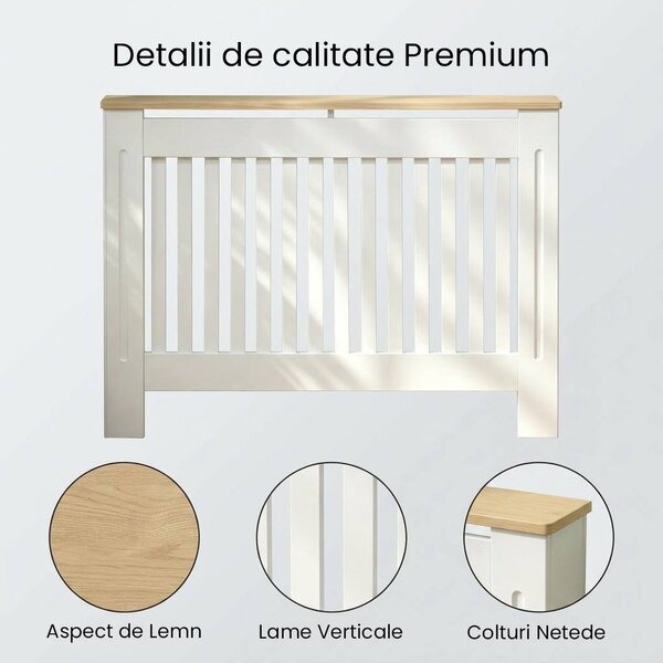 Masca pentru Calorifer ECO-L 132 cm, MDF Vopsit de 18 mm Lame Verticale, Maro/Alb