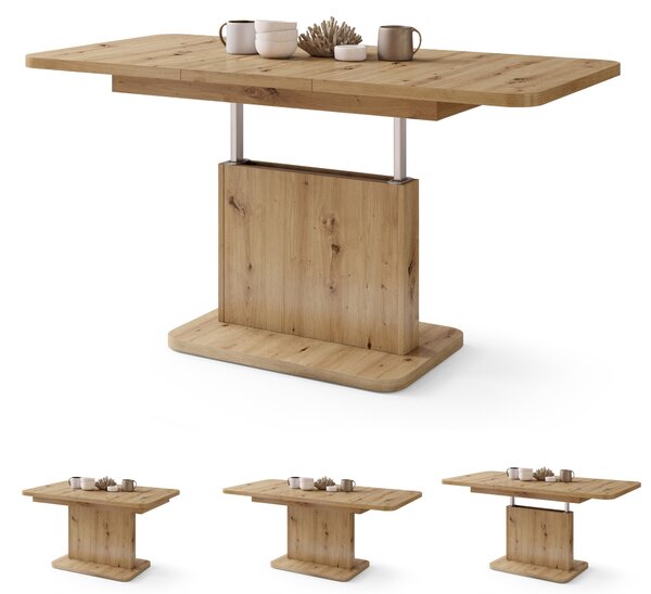 Mazzoni ASTON MINI-Z Stejar Artisan - MĂSUȚĂ DE CAFEA MODERNĂ EXTENSIBILĂ REGLABILĂ PE ÎNĂLȚIME MASĂ TRANSFORMABILĂ