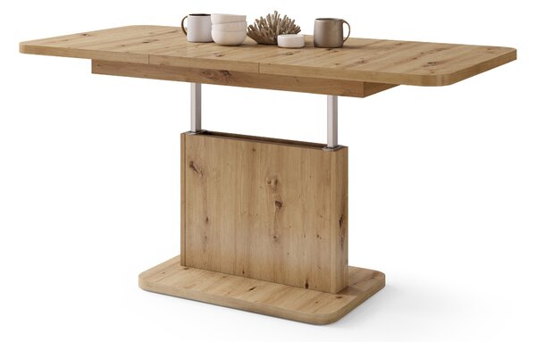 Mazzoni ASTON MINI-Z Stejar Artisan - MĂSUȚĂ DE CAFEA MODERNĂ EXTENSIBILĂ REGLABILĂ PE ÎNĂLȚIME MASĂ TRANSFORMABILĂ