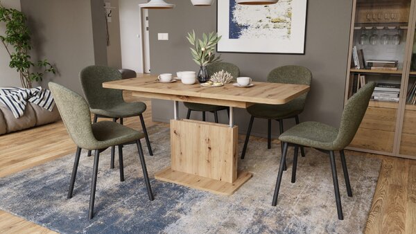 Mazzoni ASTON MINI-Z Stejar Artisan - MĂSUȚĂ DE CAFEA MODERNĂ EXTENSIBILĂ REGLABILĂ PE ÎNĂLȚIME MASĂ TRANSFORMABILĂ