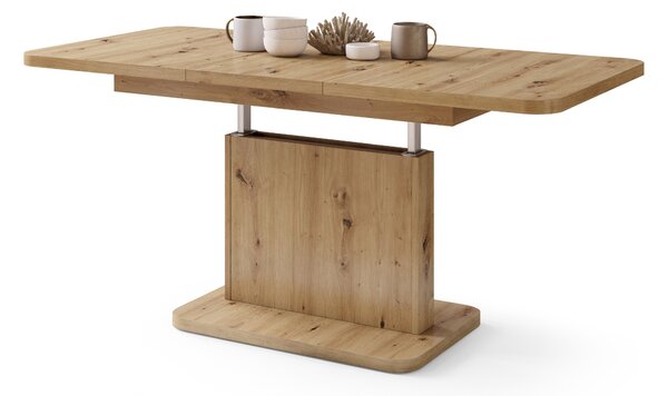 Mazzoni ASTON MINI-Z Stejar Artisan - MĂSUȚĂ DE CAFEA MODERNĂ EXTENSIBILĂ REGLABILĂ PE ÎNĂLȚIME MASĂ TRANSFORMABILĂ