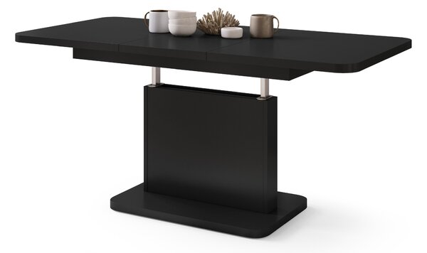 Mazzoni ASTON MINI-Z Negru Mat - MĂSUȚĂ DE CAFEA MODERNĂ EXTENSIBILĂ REGLABILĂ PE ÎNĂLȚIME MASĂ TRANSFORMABILĂ