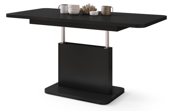 Mazzoni ASTON MINI-Z Negru Mat - MĂSUȚĂ DE CAFEA MODERNĂ EXTENSIBILĂ REGLABILĂ PE ÎNĂLȚIME MASĂ TRANSFORMABILĂ