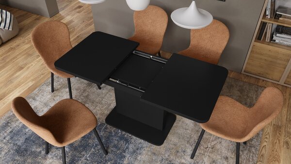 Mazzoni ASTON MINI-Z Negru Mat - MĂSUȚĂ DE CAFEA MODERNĂ EXTENSIBILĂ REGLABILĂ PE ÎNĂLȚIME MASĂ TRANSFORMABILĂ