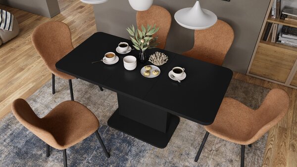 Mazzoni ASTON MINI-Z Negru Mat - MĂSUȚĂ DE CAFEA MODERNĂ EXTENSIBILĂ REGLABILĂ PE ÎNĂLȚIME MASĂ TRANSFORMABILĂ