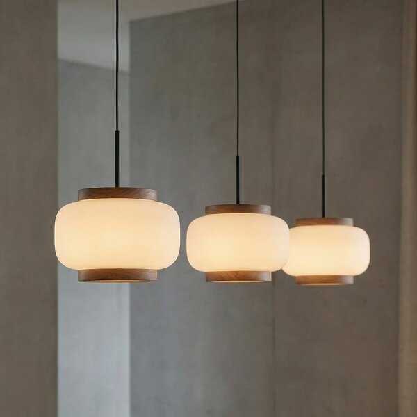 Quitani Lampă suspendată LED Shiro, cu 3 becuri, reglabilă pe înălțime, sticlă, reglabil, Alb, Camera de zi / sufragerie, Sticlă, Design