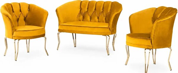 Set canapea Viena Homs textil mustar-galben--auriu,30703