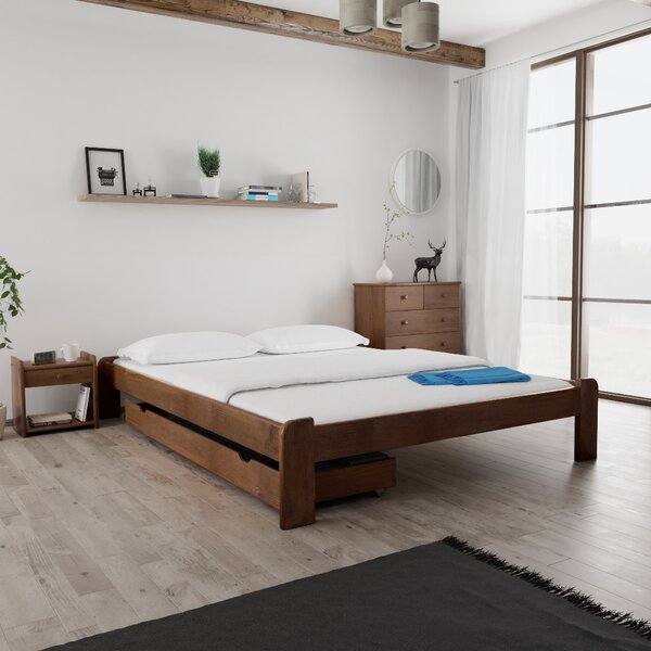 Pat ADA 140x200 cm stejar Saltele: Fara saltea, Somiera pat: Cu lamele drepte