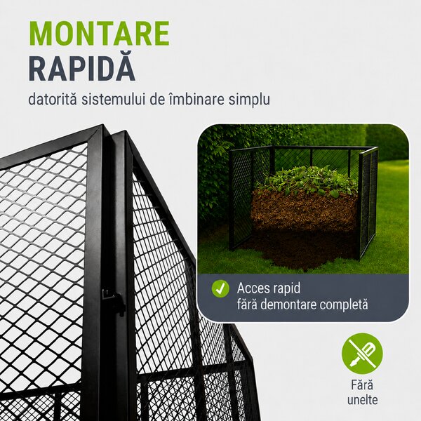 Juskys Compostor metalic 450 L - negru