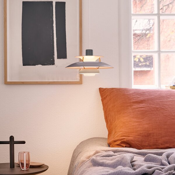 Louis Poulsen Lampă suspendată PH 5 300, gri, 30 cm, reglabil, Gri, Camera de zi / sufragerie, Metal, Design